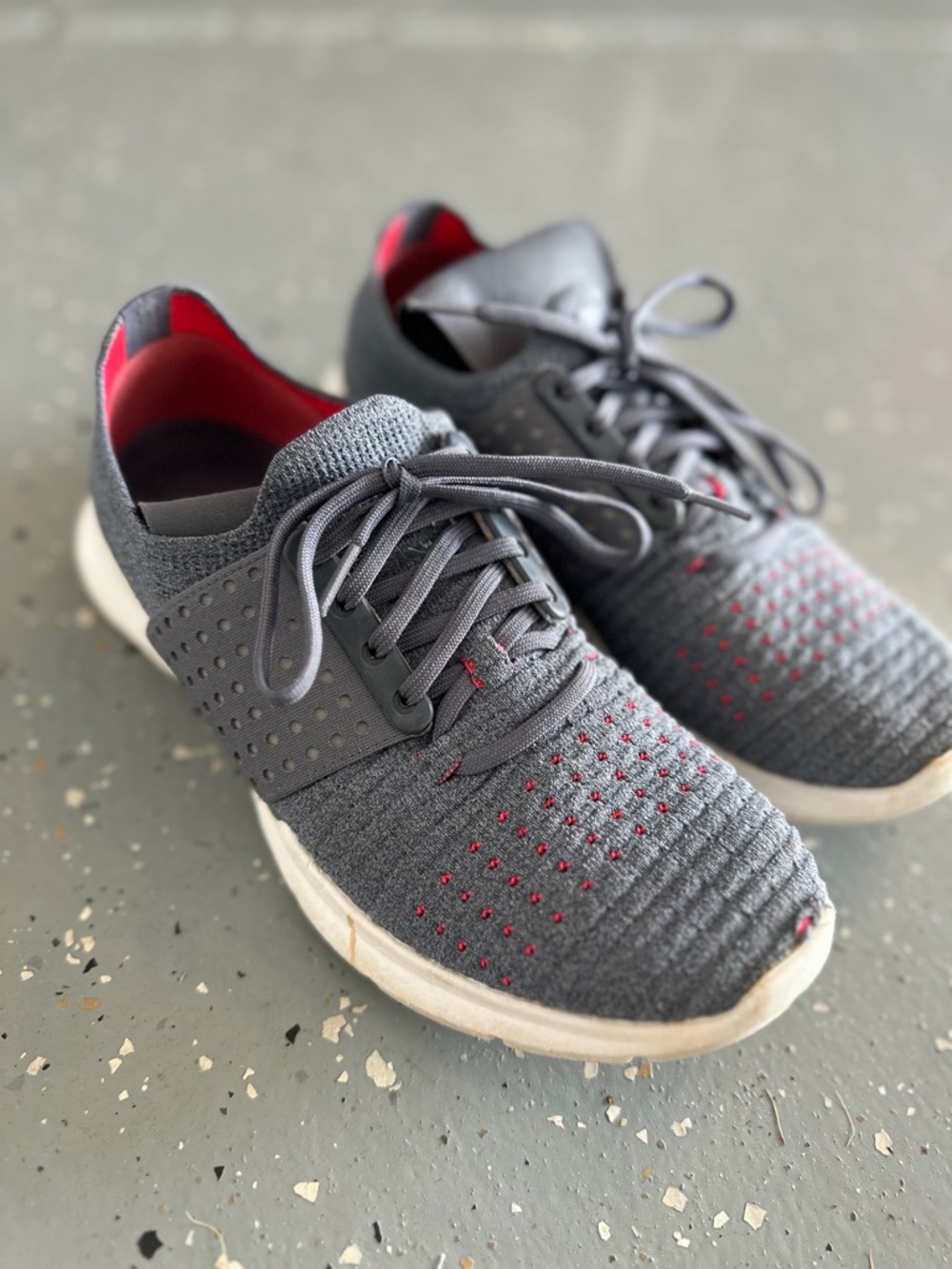 Under Armour Grayblue Knit Sneakers with Pink Accents